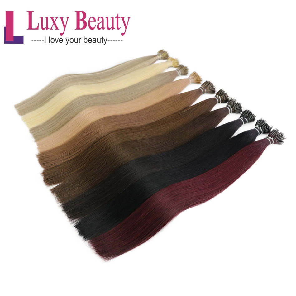 

LuxyBeauty 18" 1g/pc Nano Hair Extensions Machine Made Remy Micro Ring Nano Bead Hair Micro Link Hair Extensions 8 Colors