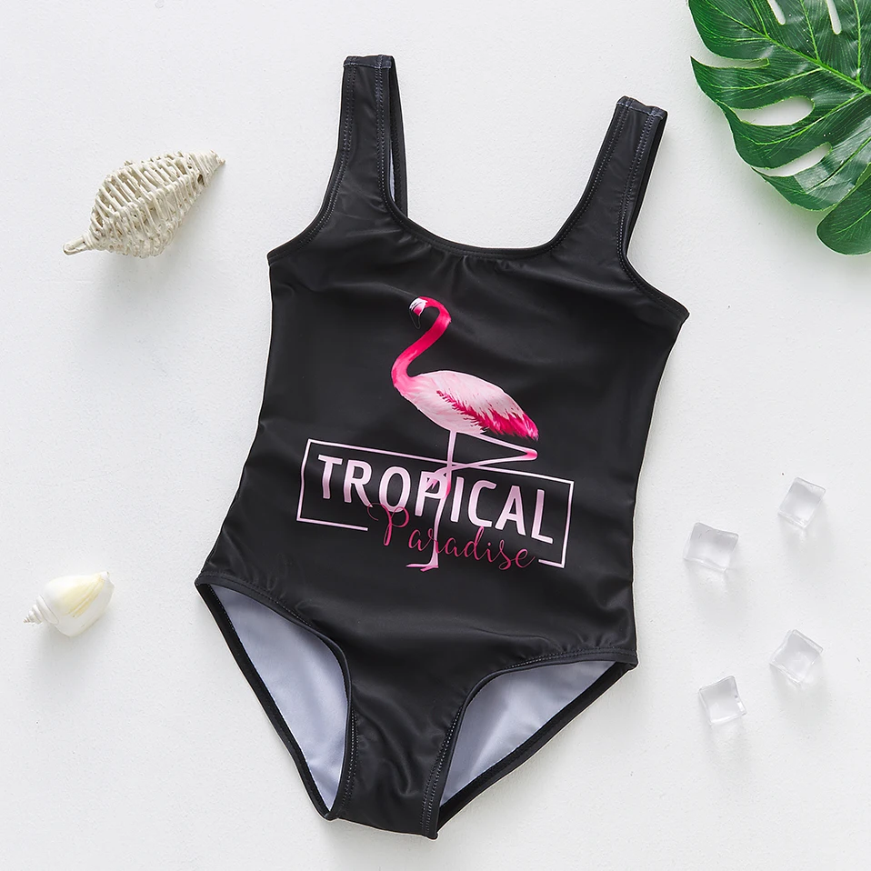 Girls Swimwear Beachwear Bathing-Suit-9071 Flamingo One-Piece 2--12year Kids