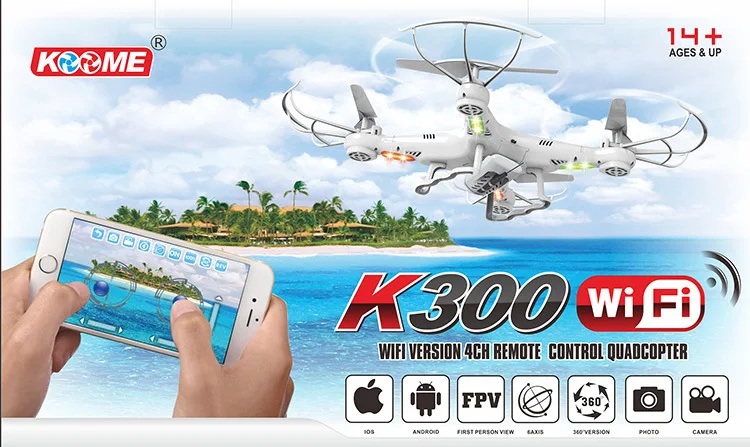 Новые продукты K300c высокой четкости аэрофотосъемка четыре оси в режиме реального времени Трансмиссия самолет WiFi мобильный телефон пульт дистанционного управления