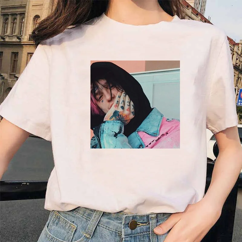90s Графический Lil футболка с глазом Harajuku Хип-хоп футболки для женщин Cry Baby Ullzang модная футболка для мальчиков Топ-безрукавка в уличном стиле для женщин