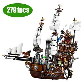 

2791Pcs 83002 Gabile Pirate Ship Compatible Lepining16002 70810 Iron Beard Manatee Brick Model Children Toy Gifts