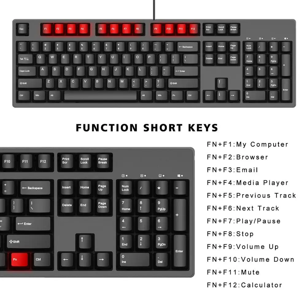 Hello Ganss механическая клавиатура Cherry MX коричневый красный синий переключатели без ключа 104 клавиш для машиниста/офиса(черный