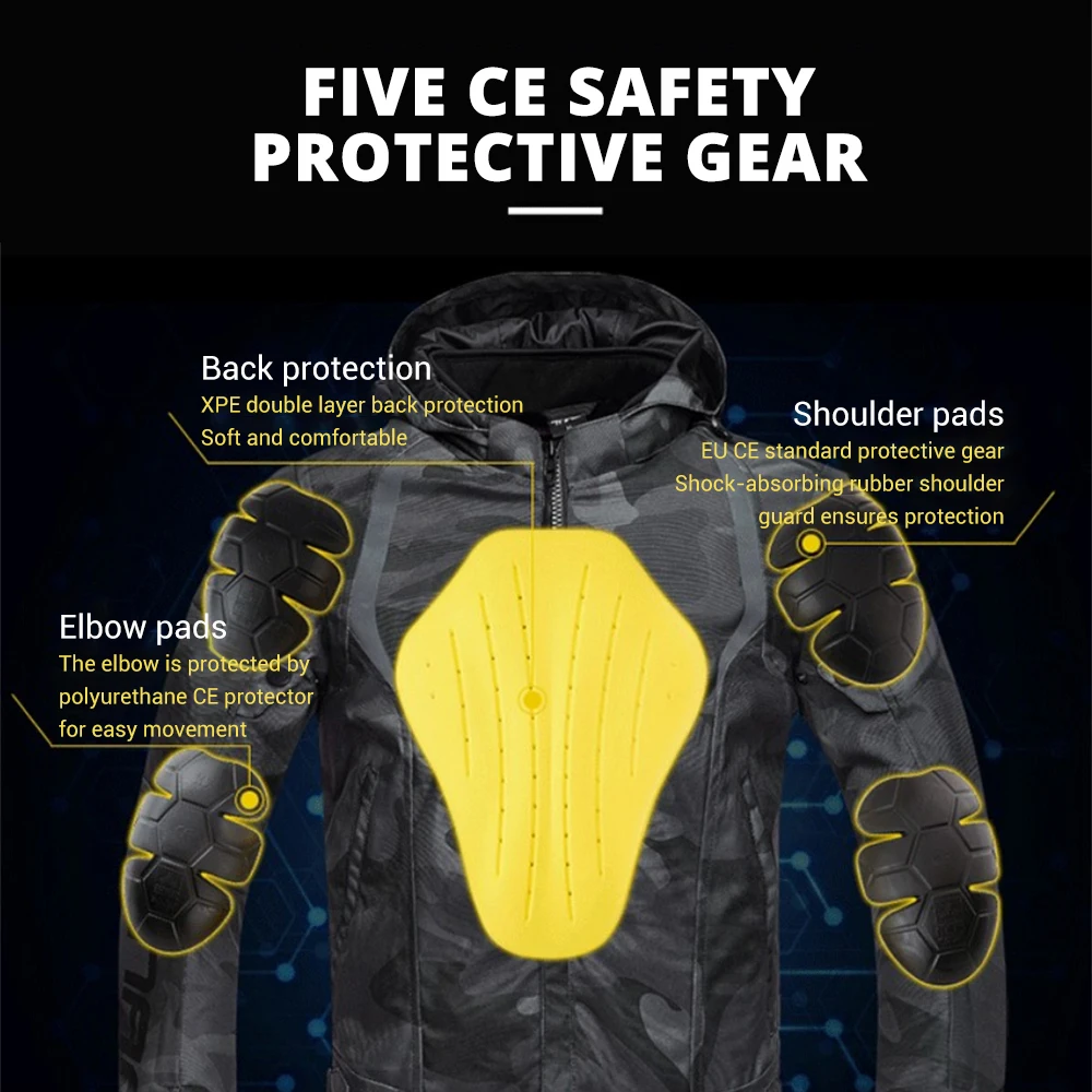 Motocross Motorcycle Jacket Chaqueta Moto Gear Reflective Waterproof Riding Hood Moto Jacket Protective Motorcycle Armor
