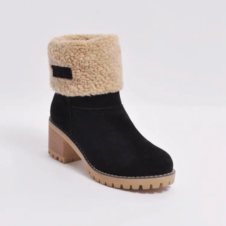 LZJ г. Женские ботинки новые зимние уличные теплые и удобные ботинки на меху женские зимние ботинки обувь на толстом каблуке Модные ботильоны