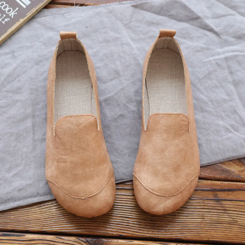 Soft bottom single shoes female new wild flat bottom shallow mouth grandma shoes peas shoes
