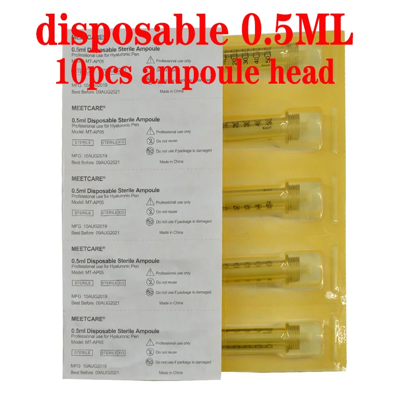 0.5ML 10pcs head Профессиональная ручка с гиалуроновой кислотой, ручка для подтяжки губ, наполнитель для губ, пистолет для инъекций против морщин, инструмент для красоты, ампульная головка, шприц - Номер модели: 0.5ML 10pcs head