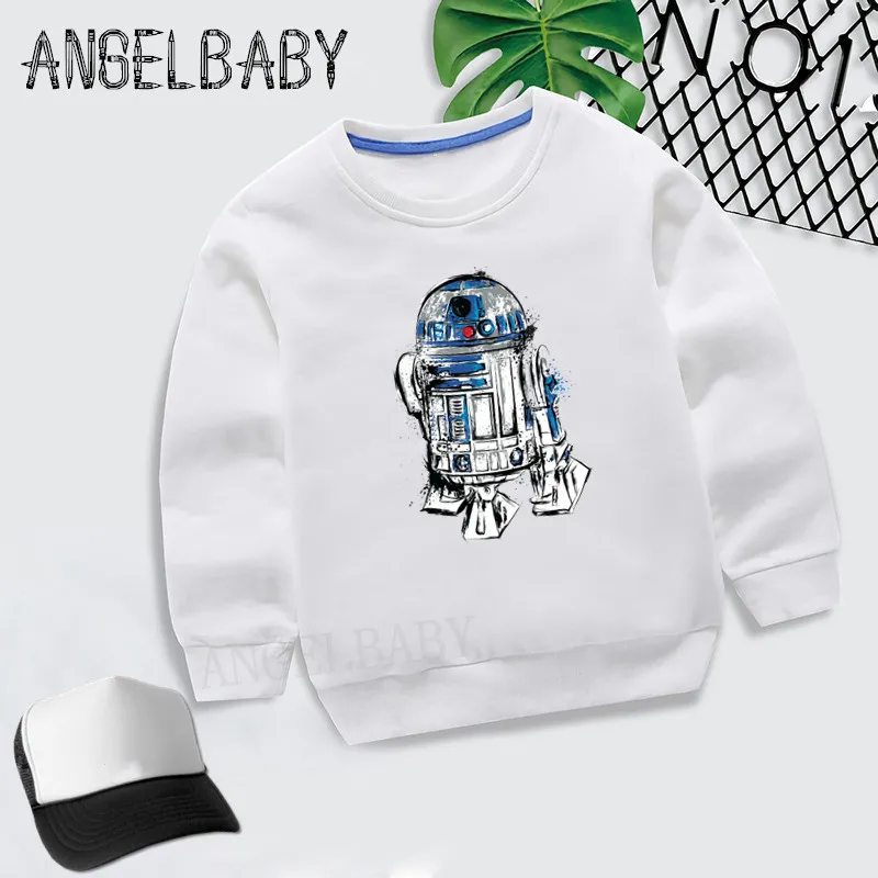 Толстовка для мальчиков и девочек Детские R2-D2 с принтом «Звездные войны» и «робот» с BB-8, толстовки детские осенние Топы, хлопковая одежда для малышей KYT5193