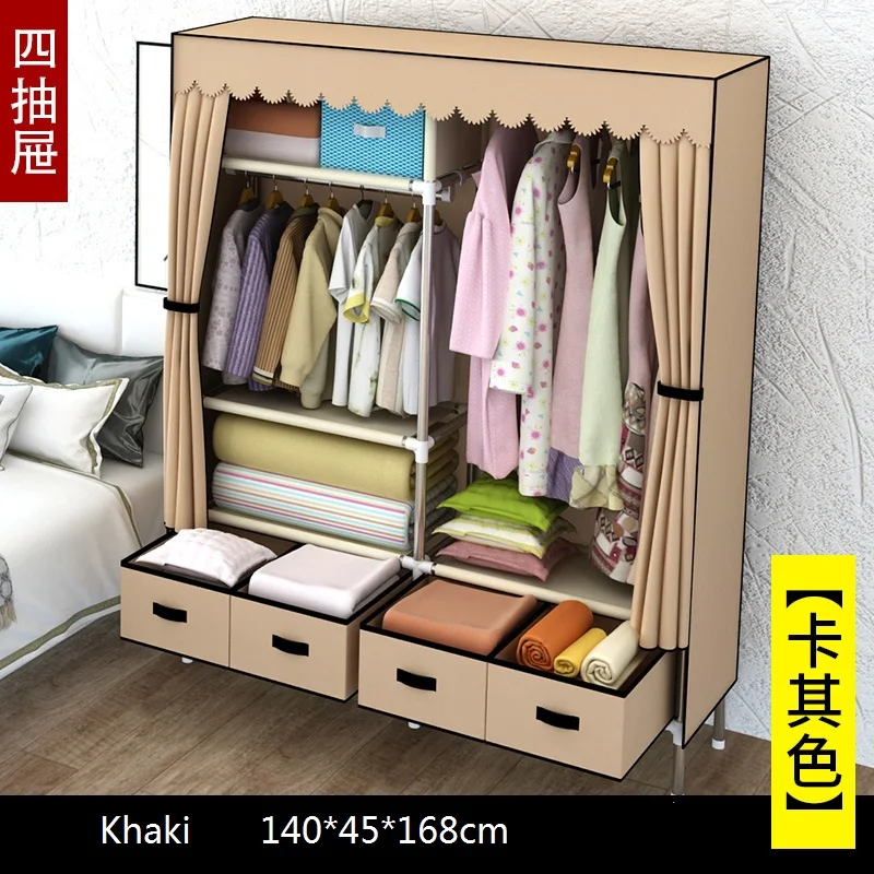 khaki Роскошный 4 ящика DIY нетканый складной портативный шкаф для спальни мебель шкафчик для хранения в спальню - Цвет: khaki