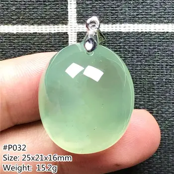 

Top Natural Green Prehnite Pendant Jewelry For Woman Lady Man Gift Crystal 25x21x16mm Oval Beads Stone Silver Gemstone AAAAA