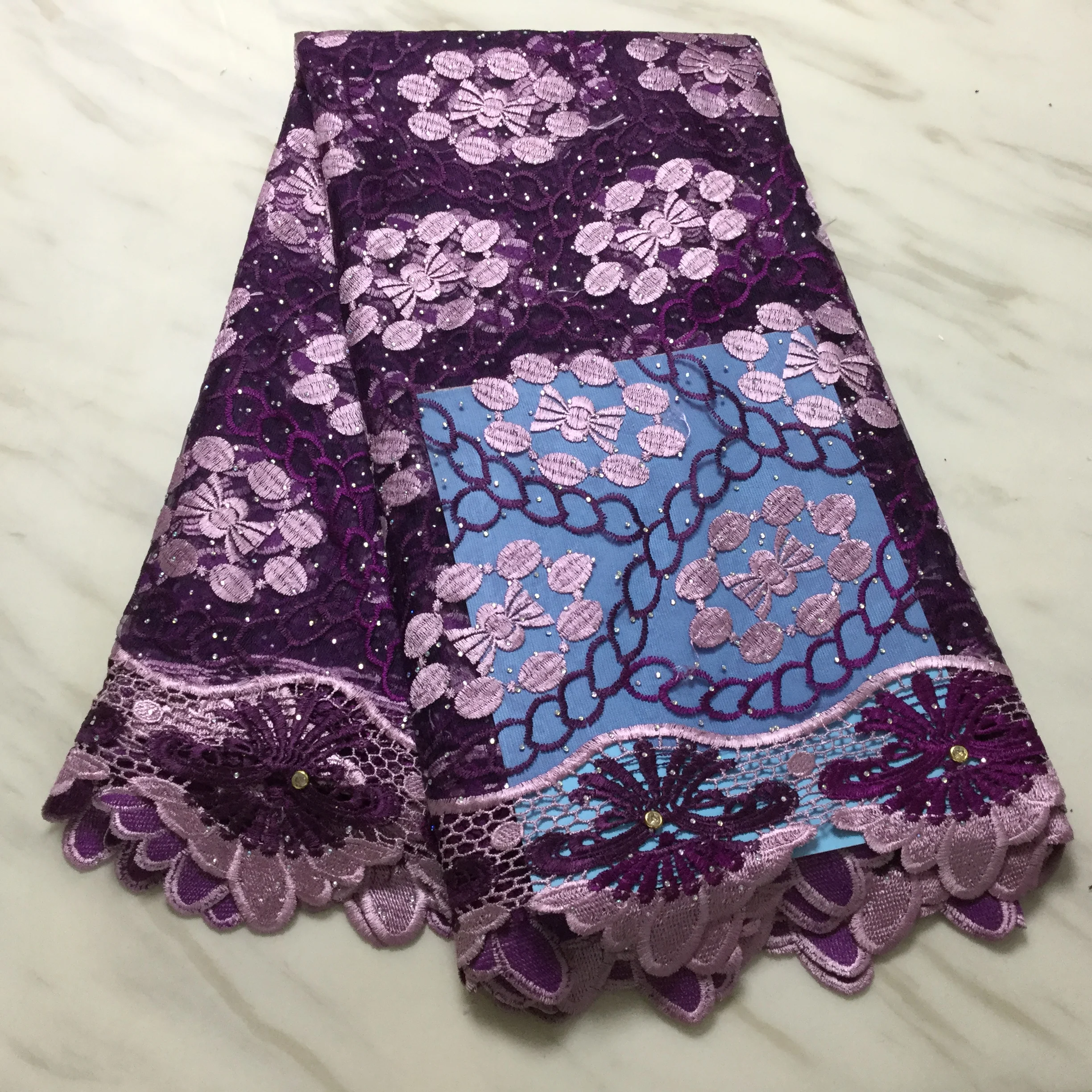 

2020 African Net Lace Fabric, High Quality Elegant Nigerian Wedding Lace Fabrics 5Yards Stones French Tulle lace