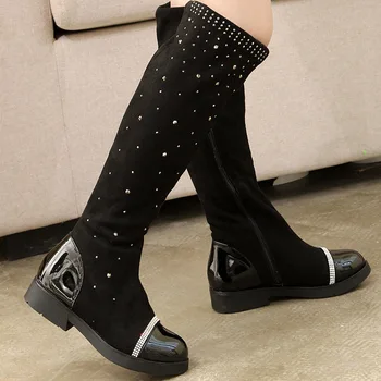 

Girls boots 2020 autumn and winter models girls rhinestone over the knee boots to keep warm children's stretch boots