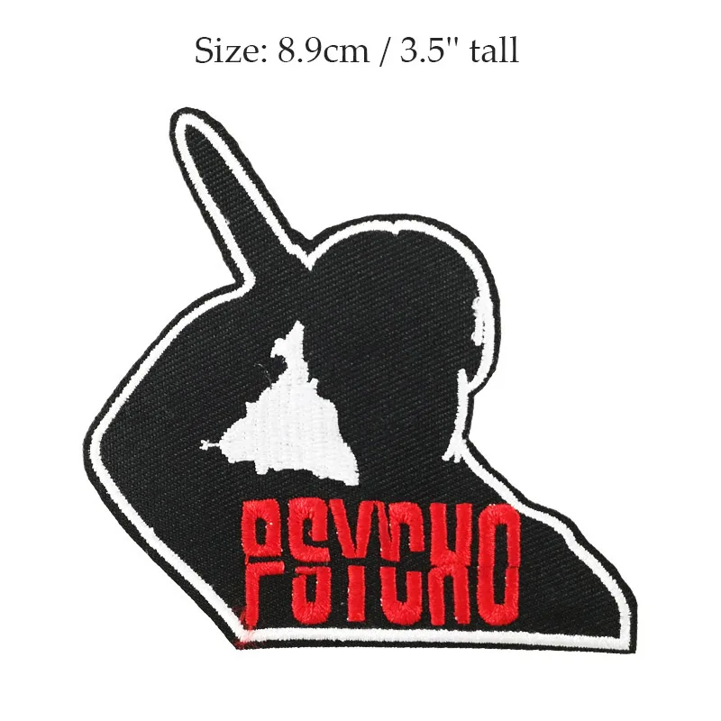 The Omen Wolf Shadow Psycho Logo фильм ужасов Альфреда Хичкока лицо Psycho костюм на Хэллоуин вышитый Железный патч - Цвет: Лазерный