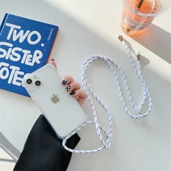Transparent Crossbody Necklace Cord Lanyard Case with Strap Hang Rope Cover - 7 8 -SE 2 3 (Whit Gray)