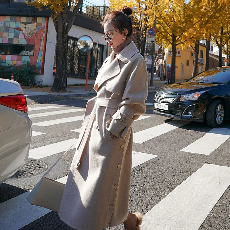 

Photo Shoot Woolen Jacket Women's Mid-length 2020 Winter New Style Korean-style Loose-Fit Popular Hepburn Wind Thick Overcoat