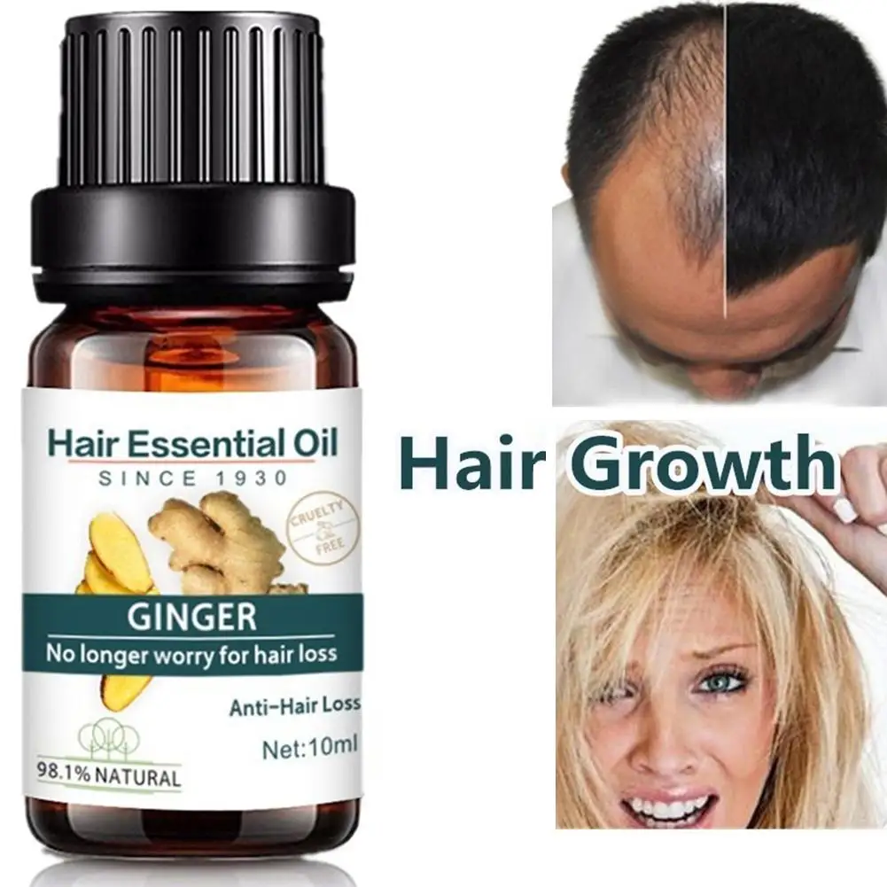 10 мл унисекс имбирное эфирное масло для роста волос лечение выпадения волос увлажняющая эссенция эффективный быстрый рост Уход за волосами