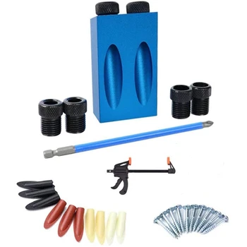 

Diy Pocket Hole Fixture System Carpentry Screw Fixture Fixture Heavy-Duty Kit 32 Pieces with 6/8/10 mm Sleeve