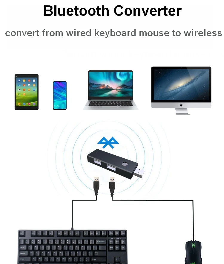 USB клавиатура и мышь для беспроводной адаптер с Bluetooth конвертером, Bluetooth USB концентратор