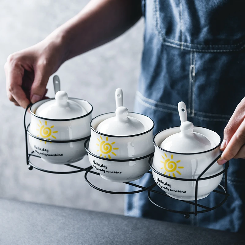 

Modern Nordic Spice Jar Set Ceramic Salt and Pepper Shakers Sugar Container Oil Bottle Spice Organizer Azucarero Kitchen Tools