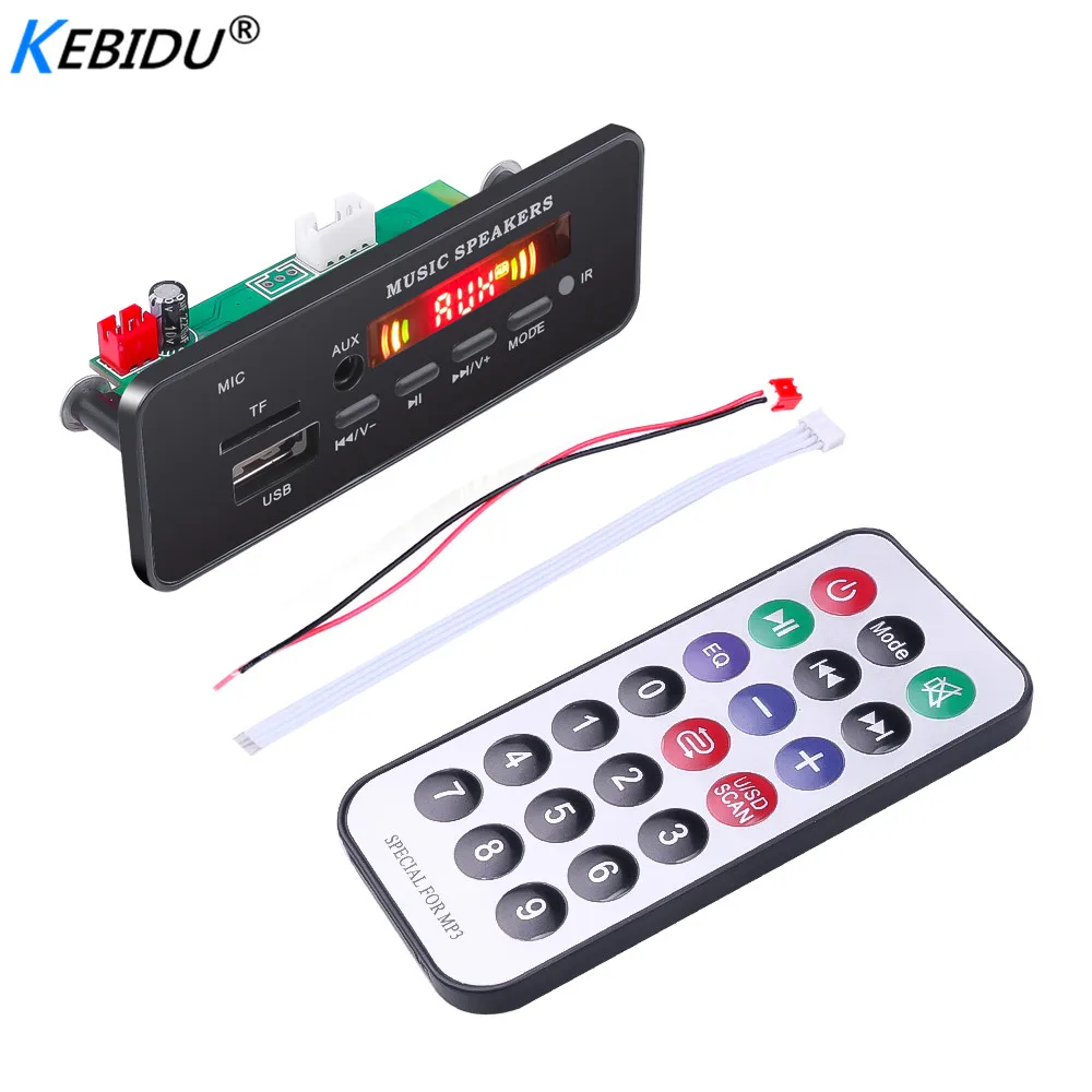 

Kebidu color screen Wireless Bluetooth 5.0 12V MP3 WMA Decoder Board Audio Module USB FM TF Radio AUX input no Amplifier For Car