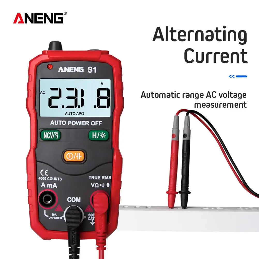 

S1 Intelligent Automatic Range Digital Multimeter With 2 Table Pen ABS/P Material 3 Times/sec LCD Display Red Yellow Multimeter