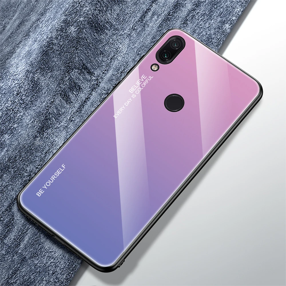 Градиентный чехол из закаленного стекла для телефона для Xiaomi Redmi 8A 8 7A 6A Капа Redmi 8 7 6 Redmi8 8A жесткий Стекло чехол на заднюю панель - Цвет: 02