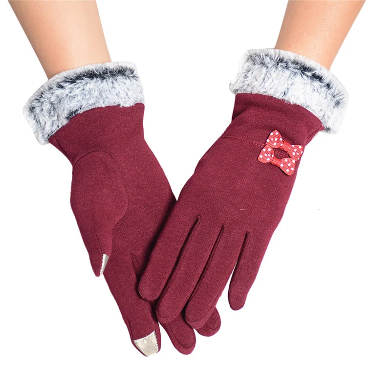 Теплые зимние женские замшевые кожаные перчатки, двойные толстые плюшевые рукавицы на запястье, элегантные женские перчатки для вождения и верховой езды