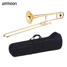 Ammoon Tenor Trombone латунный золотой Лак Bb тон B плоский духовой инструмент с мельхиоровым мундштуком Чистящая палочка чехол