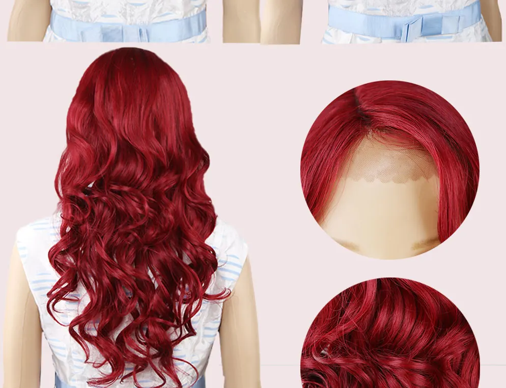 Амир Длинные надувные вьющиеся волосы на кружеве парик синтетические волосы для черный для женщин черный красный коричневый Омбре парики Косплей средняя часть