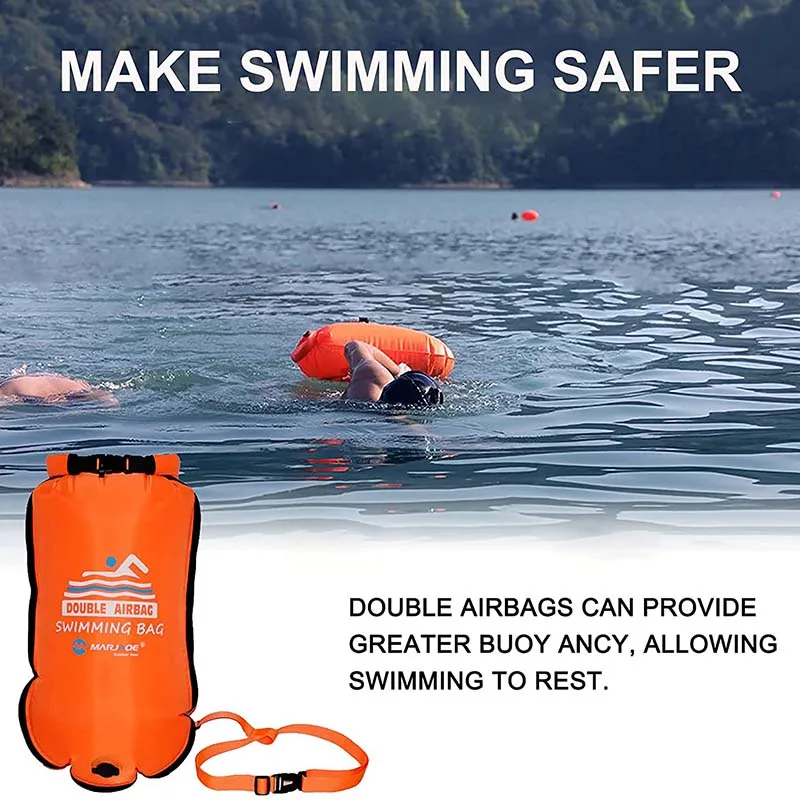 20L Inflatable Open PVC Swimming Buoy Tow Float Dry Bag Double AirBag With Belt High Visibility Swimming Water Sport Safety Bag swimming buoy rope float buoy