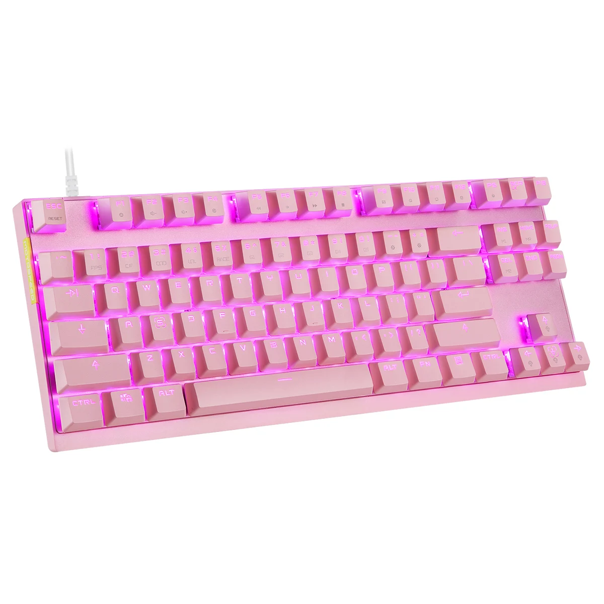 Розовый K82 механическая клавиатура Проводная RGB подсветка светящиеся игровые клавиатуры 87 клавиш Черный Розовый Многофункциональный американская клавиатура - Цвет: Розовый