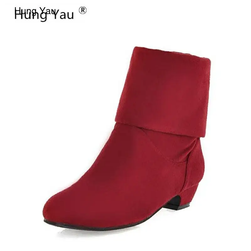 Hung Яу Женская Осенняя обувь Женские ботинки на каждый день 3 см низком каблуке