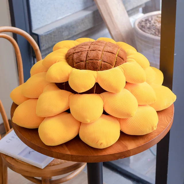 Stuffed  Sunflower Chair Cushion Soft Car Head Pillow Fower Shape Seat Cushion Girly Room Sofa Decor Gift For Girl Birthday 5