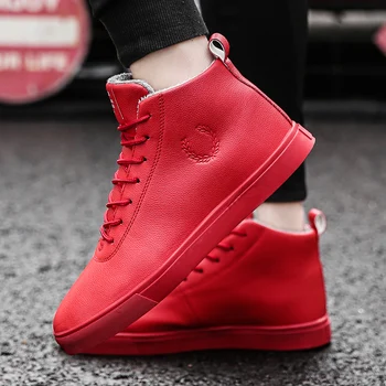 

men winter warm plush ankle snow boots male high-top footwear red casual sneakers botas hombre men dress shoes youth trainers