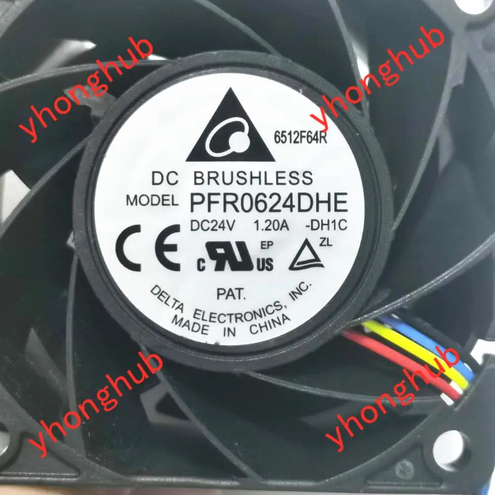 Ventilador de Refrigerador de Servidor de 4 Delta Electronics 24v 1.20a 60x60x38mm Fios Pfr0624dhe Dh1c dc - Imagem 3