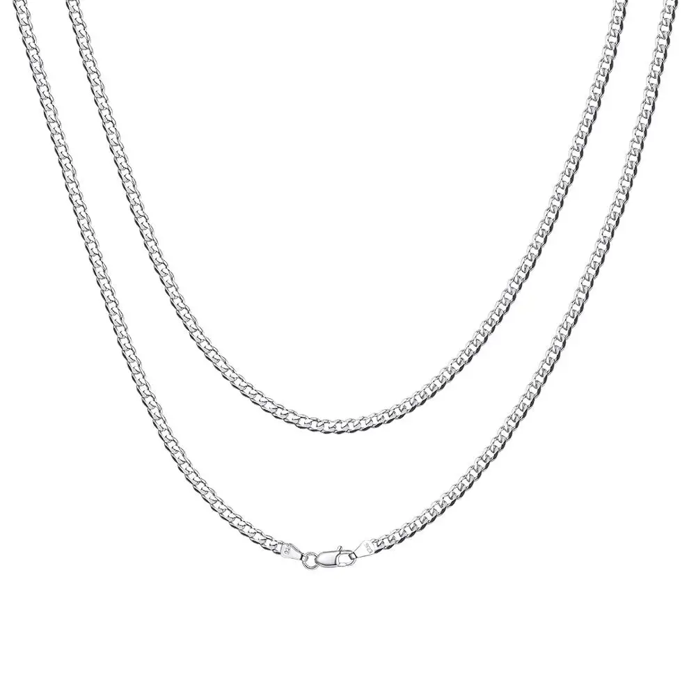 2.8mm Curb Chain U7, пробы, серебряное итальянское, кубинское звено, цепочка для мужчин, женщин, детей, 2,8 мм/5 мм Figaro, многослойное ожерелье SC289 серебряные украшения - Цвет камня: 2.8mm Curb Chain