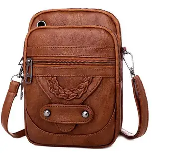 

Women bag mini for phone bag multi pocket soft pu leather OL women underarm casual shoulder bag cross body black brown hki