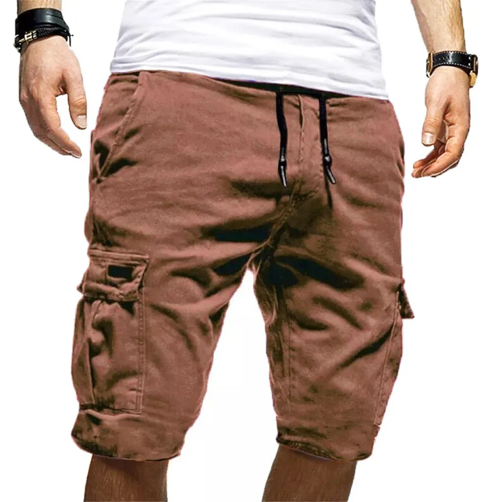 Shorts Men Cool Summer Hot Sale Men's Sport Pure Color Bandage Casual Loose Sweatpants Drawstring Shorts Pant
