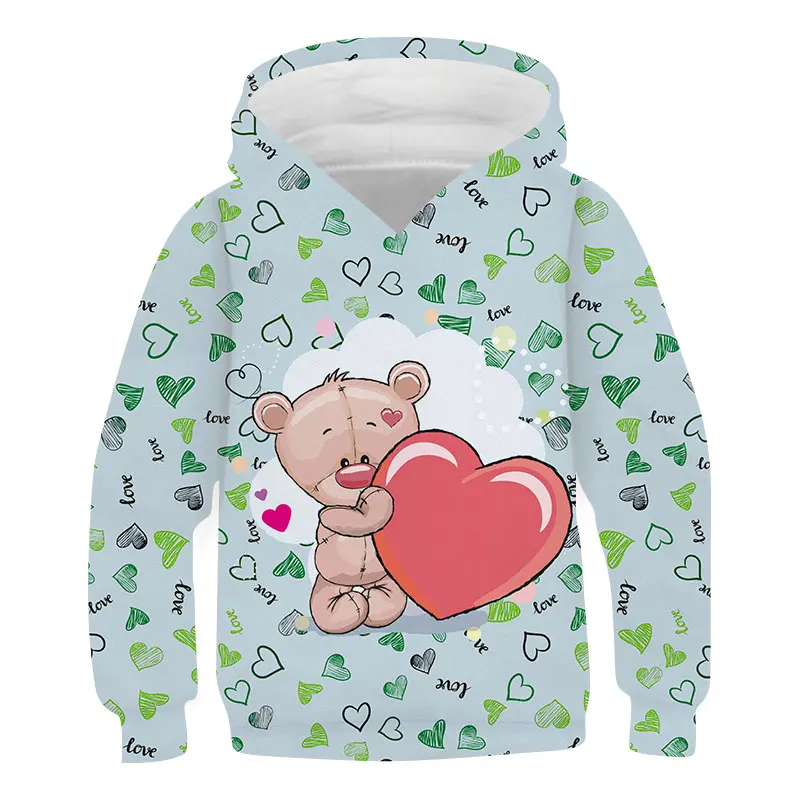 Youth Clothing Spring And Autumn Children's Hoodie Cartoon Bear Print Children's Sweatshirt Children's Clothing 4- 14 Years Old hooded shirt for kids