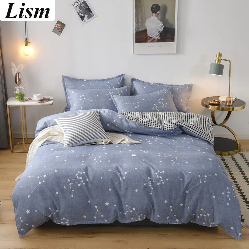 

4-piece Bedding Set, Pure Cotton Fashion Personality, A/B Double-sided Pattern Quilt Cover, Pillowcase, Bed Sheet