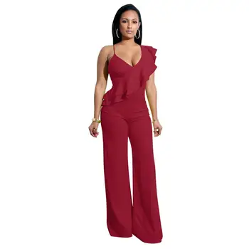 

Adogirl Ruffle Spaghetti Straps Loose Jumpsuits