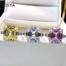 

COSTA 100% 925 Sterling Silver 13*15mm Square Emerald Cut High Carbon Diamond Ring For Women Engagement Anniversary Fine Jewelry