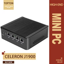 Topton Intel Celeron J1900L4 четырехъядерный мини-сервер 4 Lan(RJ45) порты ВПН PC брандмауэр маршрутизатор Поддержка компьютера 2,5 ''жесткий диск ПК
