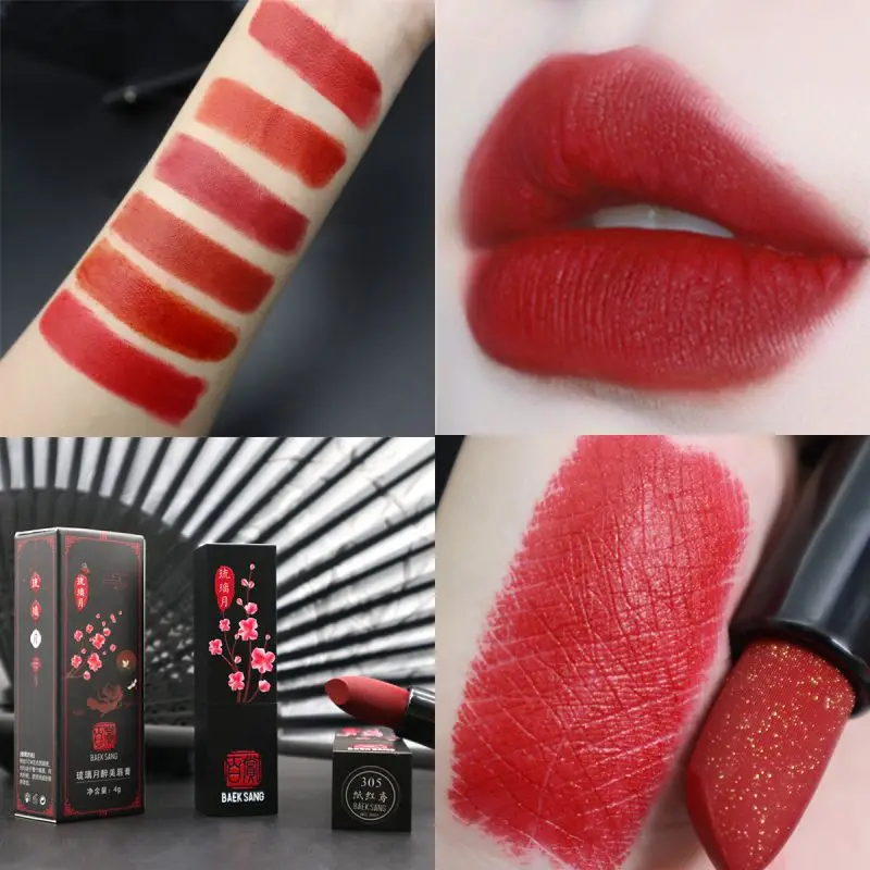 

Brand New 6 Colors Matte Velvet Lipstick Sexy Red Lip Long-lasting Easy To Color Women Fashion Makeup Gift