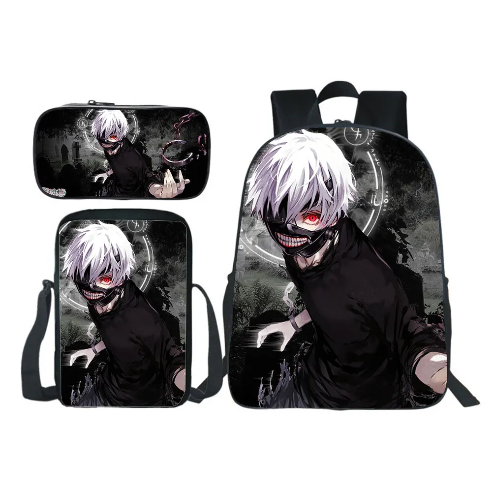 3D Anime Tokyo Ghoul School Bags Backpack Jackherelook Tokyo Ghoul Harajuku Boys Girls Schoolbag 3Pcs Set Kids Bookbags Mochilas