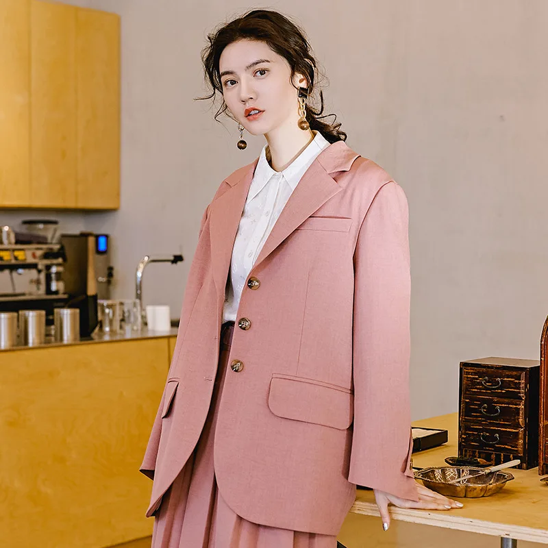 

A8015 Spring New Style Fashion Commuting Classic Elegant Origional Europe And America Pink Loose-Fit European Version of the Sui