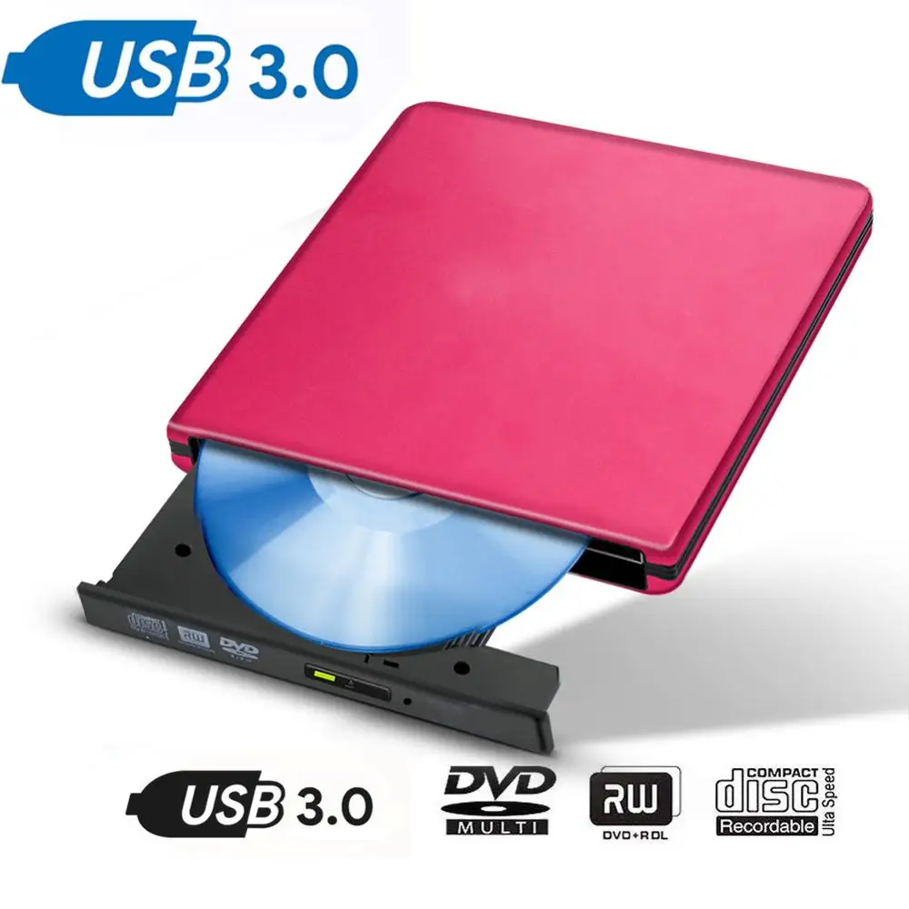 

USB 3.0 External DVD CD Drive Burner Ultra-thin CD/DVD-RW Burner Writer Player Optical Drives for PC Transfer Support Win XP/7/8