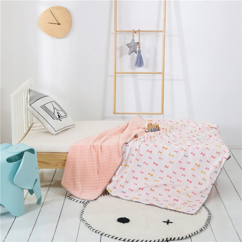 Baby Quilt Double Sided Blanket Fleece Kids Cartoon Blanket Towel Travel Office Sofa Bedspread Knee Blanket Soft Stroller Cover