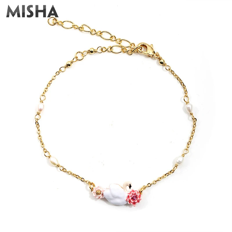 MISHA, новинка, браслеты, ювелирные изделия для женщин, девушек, цепочка, Белый лебедь, дизайн, романтические браслеты для женщин, подарки 2077
