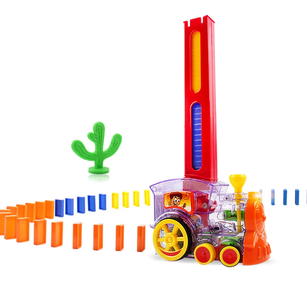 Домино Поезд Модель автомобиля игрушки автоматическая комплекты волнующих ярких домино блоки игры с нагрузкой Развивающие игрушки для детей - Цвет: Transparent front