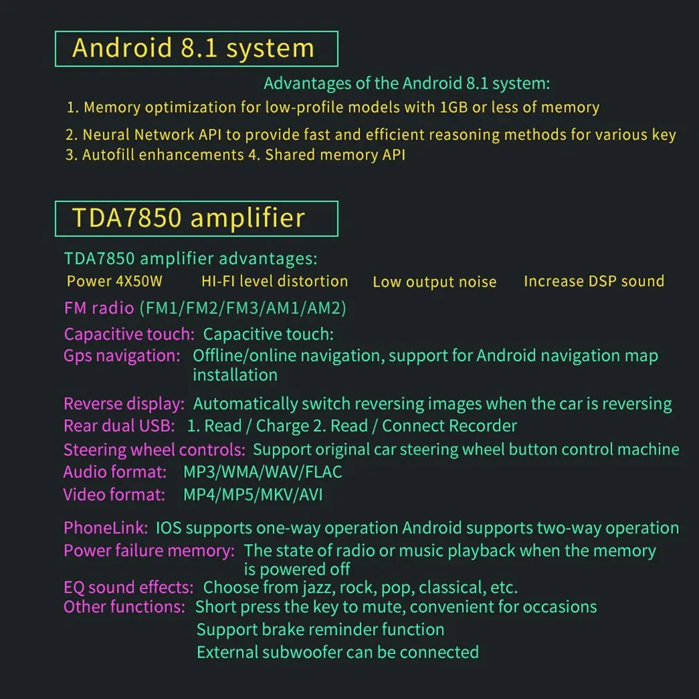 2Din 7 дюймов автомобиля Android 8,1 плеер 4 ядра 1+ 16G автомобильный стерео Gps, Wi-Fi, Беспроводной Mp5 плеер Fm Usb Aux